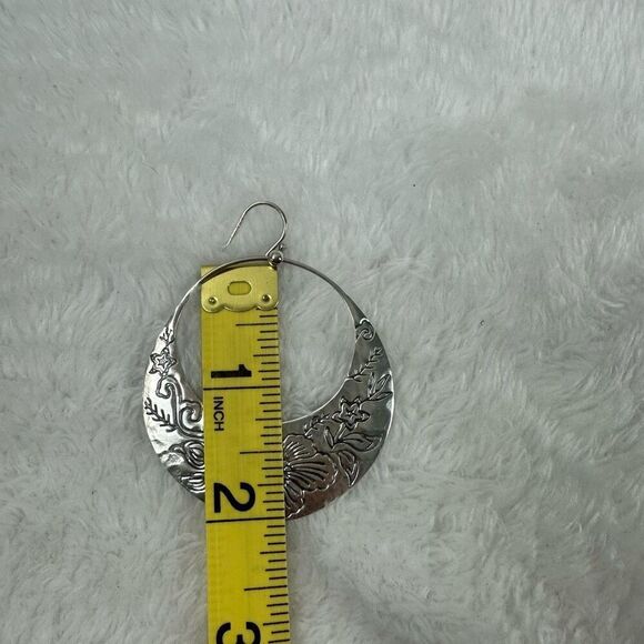 Silpada 925 Sterling Silver Flower Basket Hoops Drop Earrings Boho W2378 - Picture 6 of 7